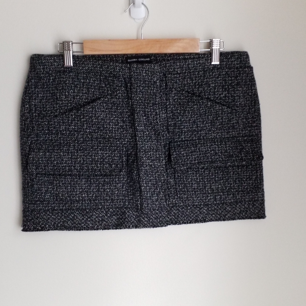 Vintage Gloria Coelho Tweed Mini Skirt Y2K Size Large